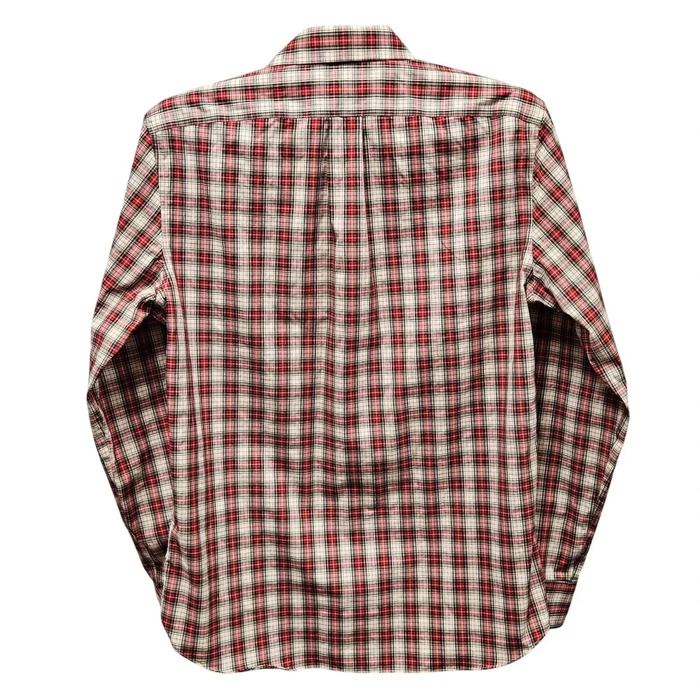 J.CREW Slim Fit Men's Medium Flannel Shirt Red Black White Tartan Plaid‎ L/S EUC